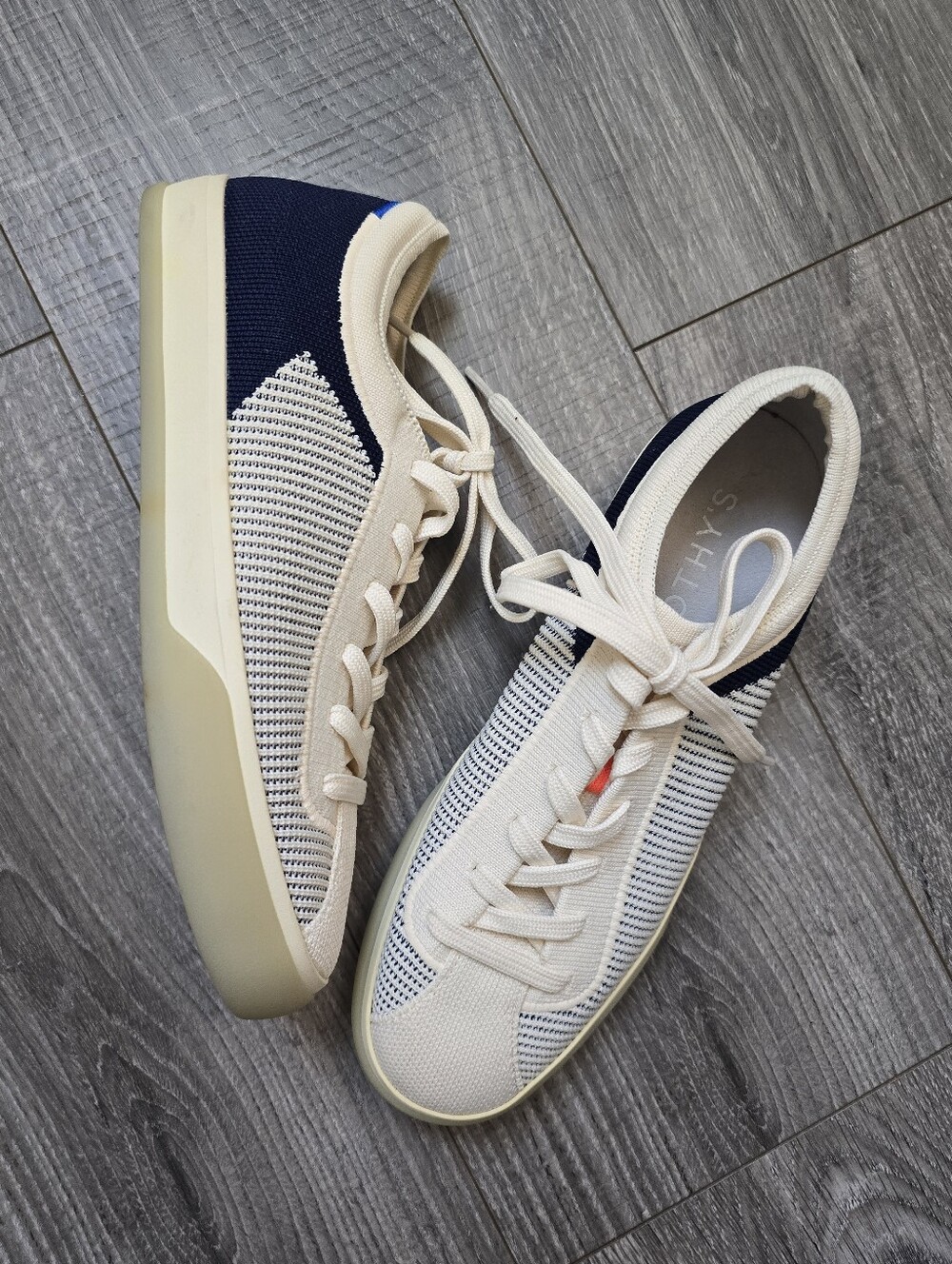 Rothy's Cream & Blue Sneakers
